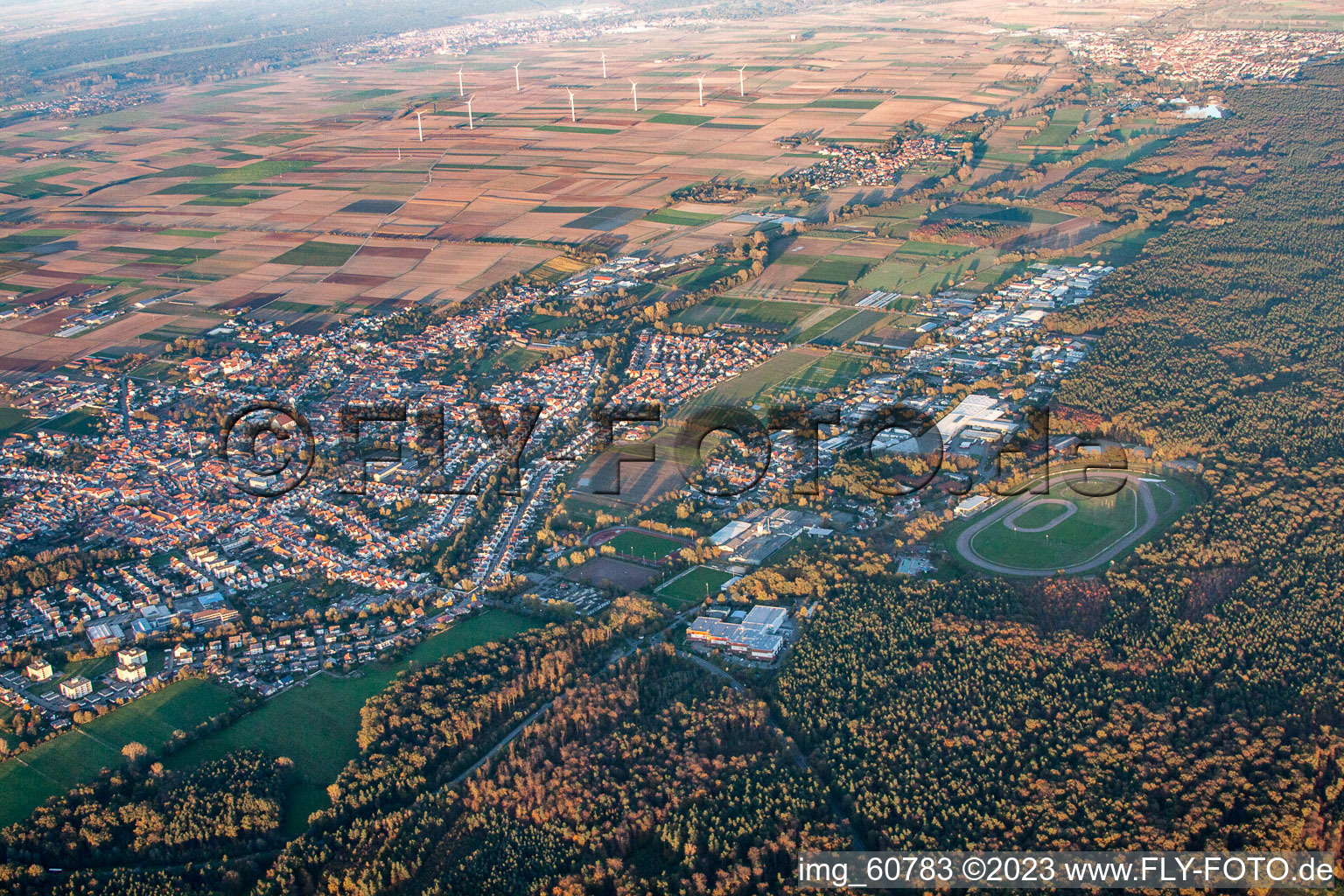 Aerial view of District Herxheim in Herxheim bei Landau in the state Rhineland-Palatinate, Germany