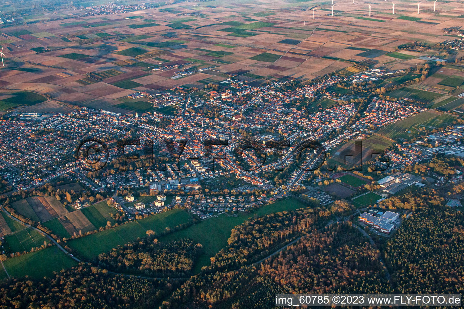 Oblique view of District Herxheim in Herxheim bei Landau/Pfalz in the state Rhineland-Palatinate, Germany