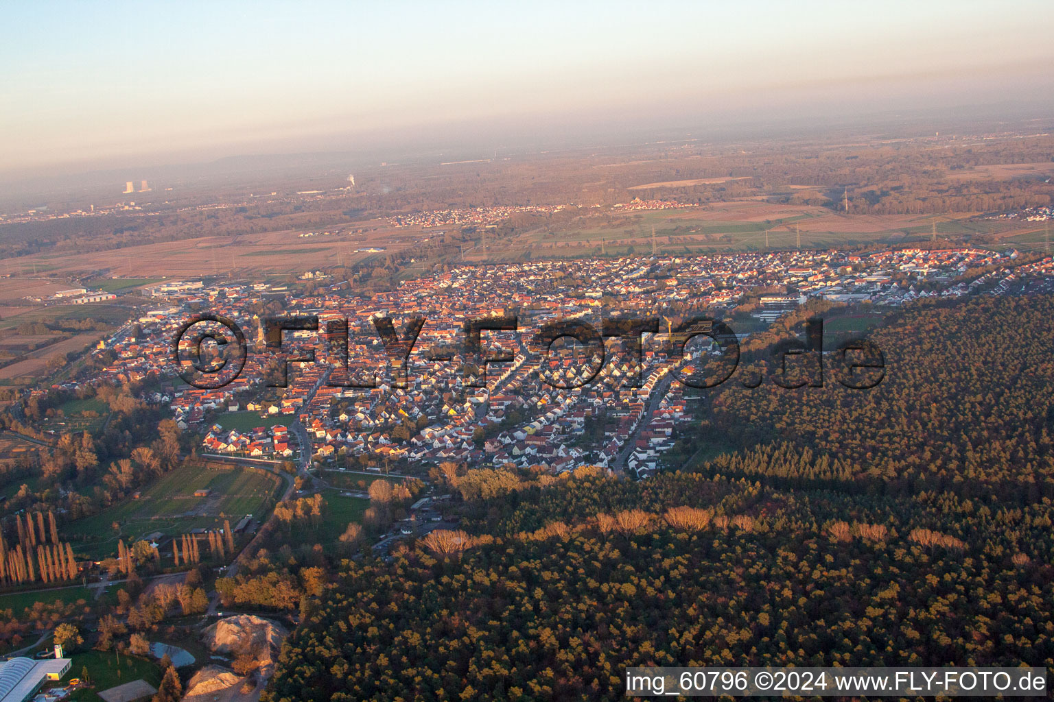 From the west in Rülzheim in the state Rhineland-Palatinate, Germany