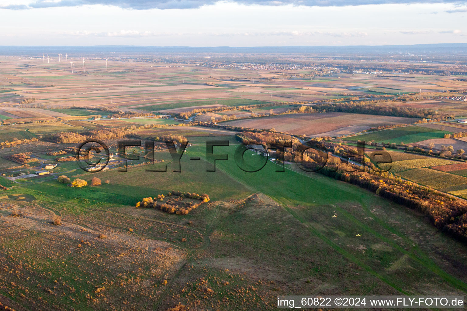 Gliding field on the airfield of DJK / Aeroclub Landau-Ebenberg in Landau in der Pfalz in the state Rhineland-Palatinate, Germany