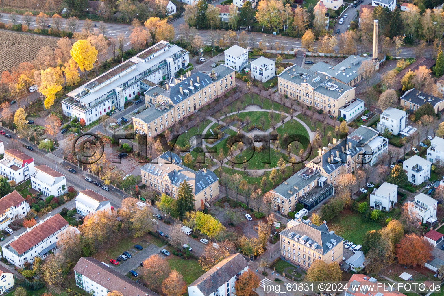 Residential area of the multi-family house settlement am Lazarettgarten in Landau in der Pfalz in the state Rhineland-Palatinate