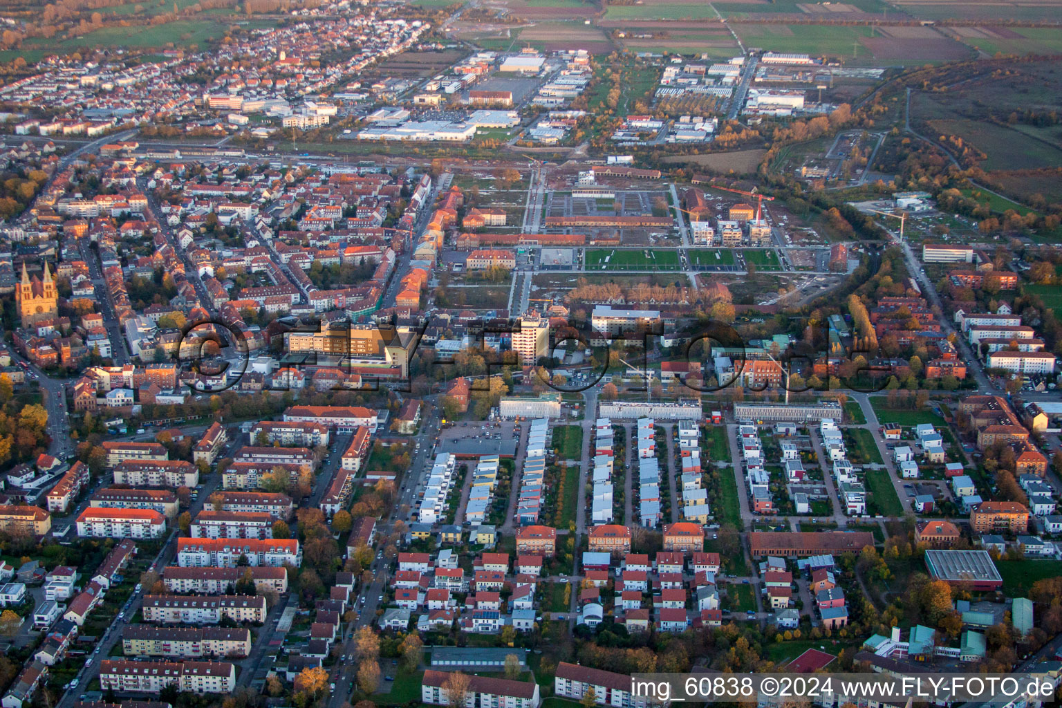 Landau in der Pfalz in the state Rhineland-Palatinate, Germany from a drone