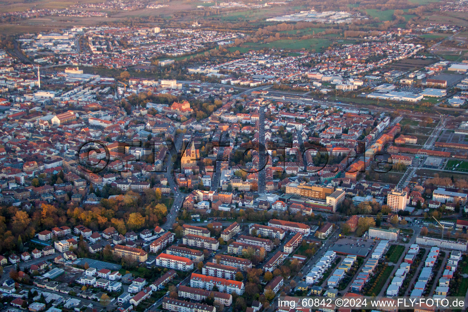 Aerial view of Landau in der Pfalz in the state Rhineland-Palatinate, Germany