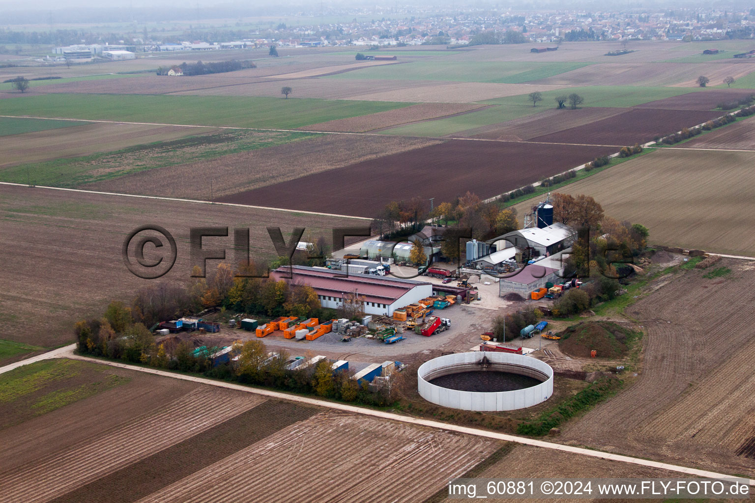 Drone recording of Knittelsheim in the state Rhineland-Palatinate, Germany