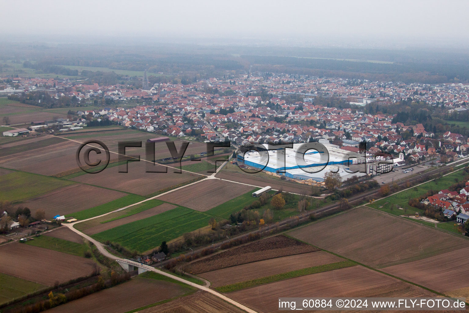 Aerial photograpy of Bellheim in the state Rhineland-Palatinate, Germany