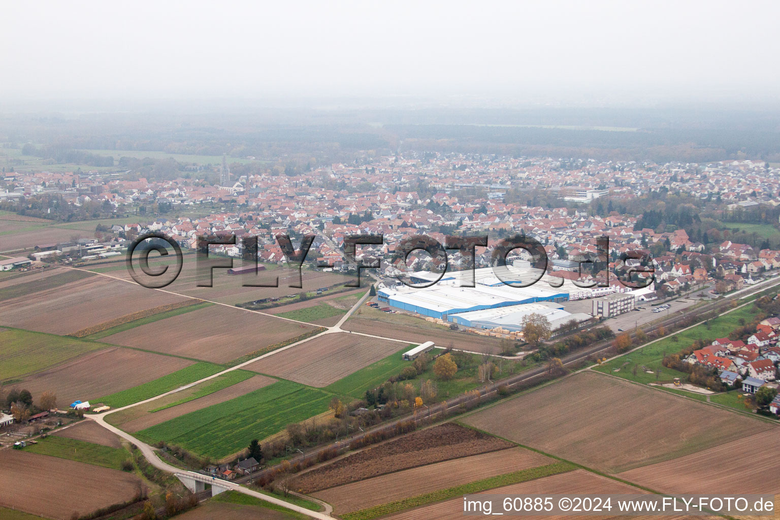 Oblique view of Bellheim in the state Rhineland-Palatinate, Germany