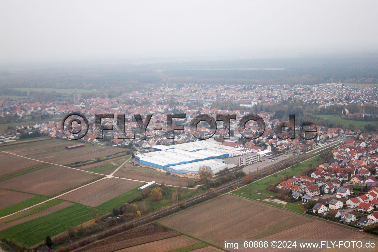 Bellheim in the state Rhineland-Palatinate, Germany from above