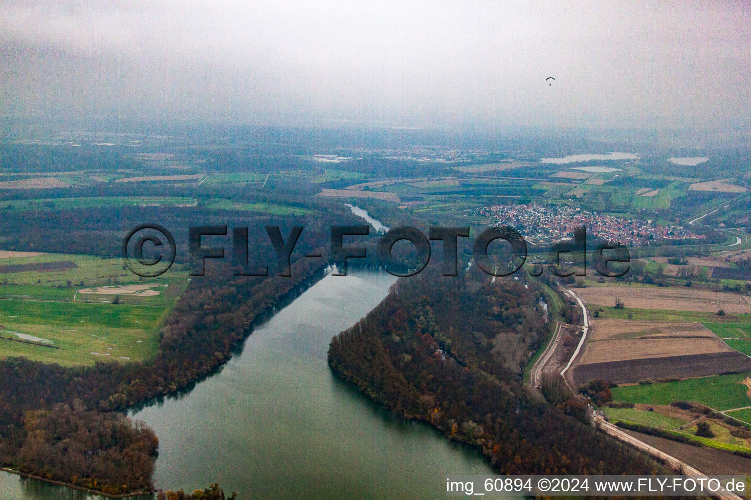 Old Rhine, Saalbach Canal in the district Rheinsheim in Philippsburg in the state Baden-Wuerttemberg, Germany