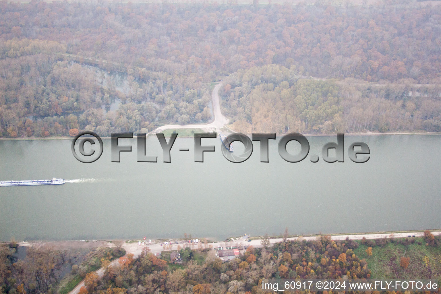 Rhine ferry in the district Leopoldshafen in Eggenstein-Leopoldshafen in the state Baden-Wuerttemberg, Germany