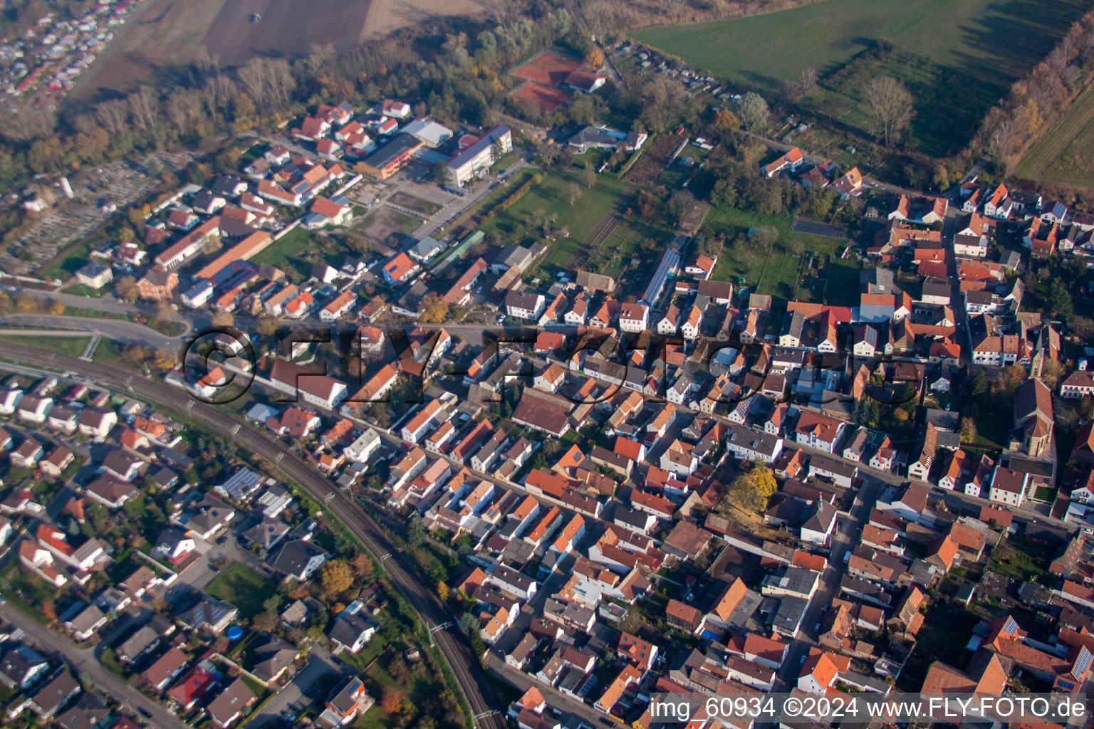 Aerial photograpy of Germersheim in the state Rhineland-Palatinate, Germany