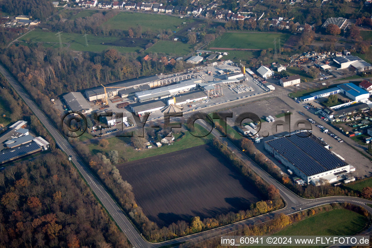 District Huttenheim in Philippsburg in the state Baden-Wuerttemberg, Germany out of the air