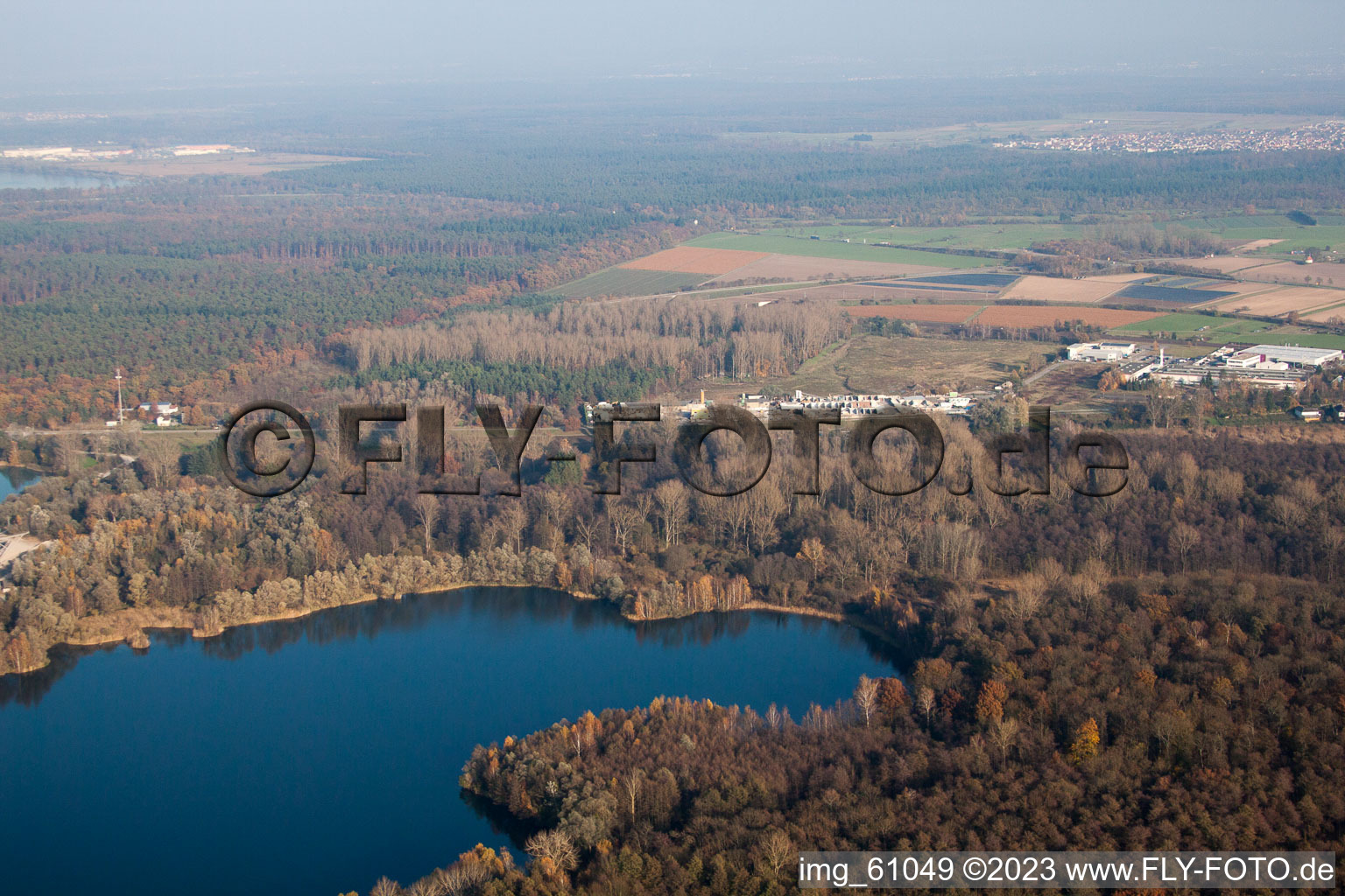 Oblique view of District Neudorf in Graben-Neudorf in the state Baden-Wuerttemberg, Germany