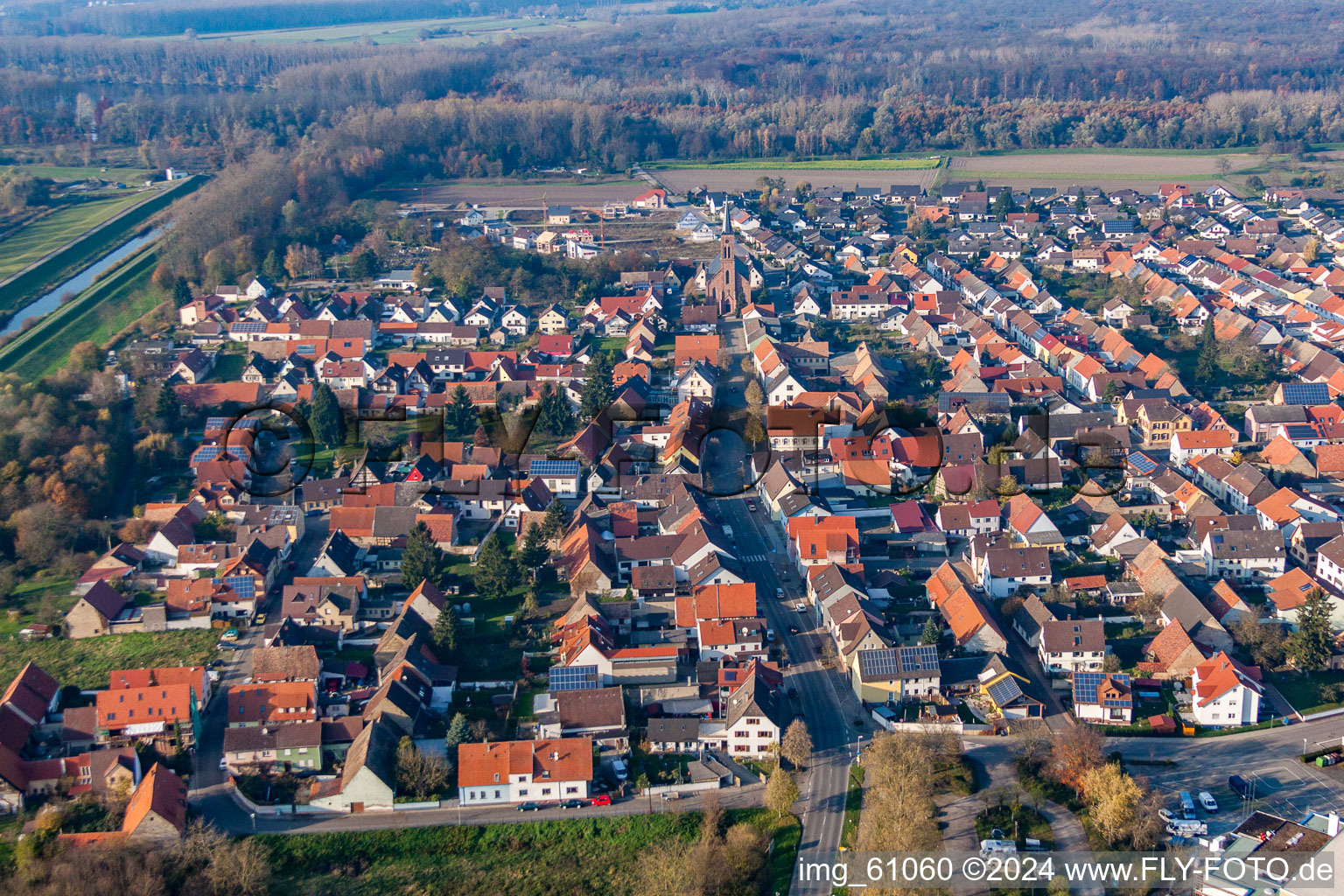 Rheinstr in the district Rußheim in Dettenheim in the state Baden-Wuerttemberg, Germany