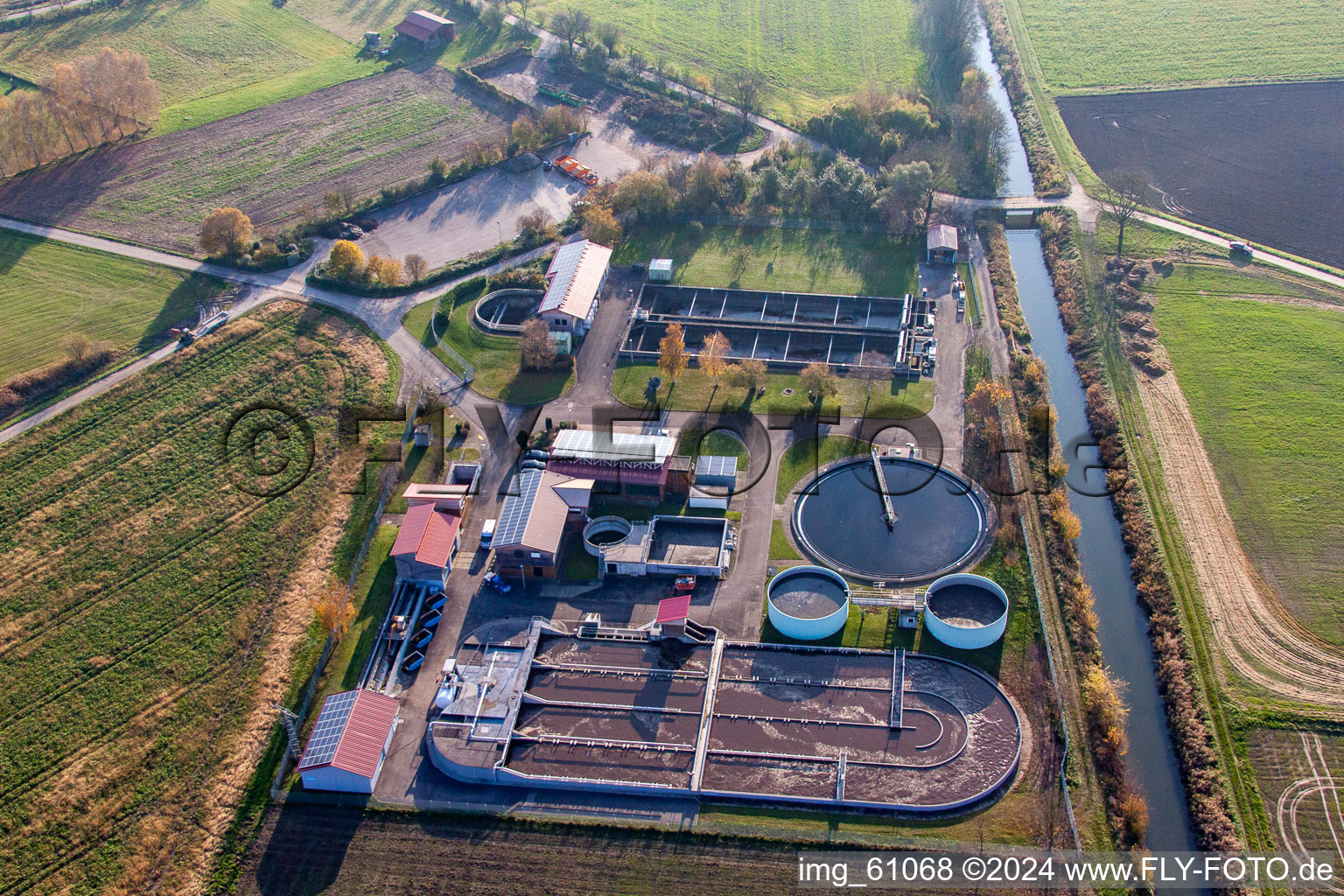 Graben-Neudorf sewage treatment plant in the district Liedolsheim in Dettenheim in the state Baden-Wuerttemberg, Germany