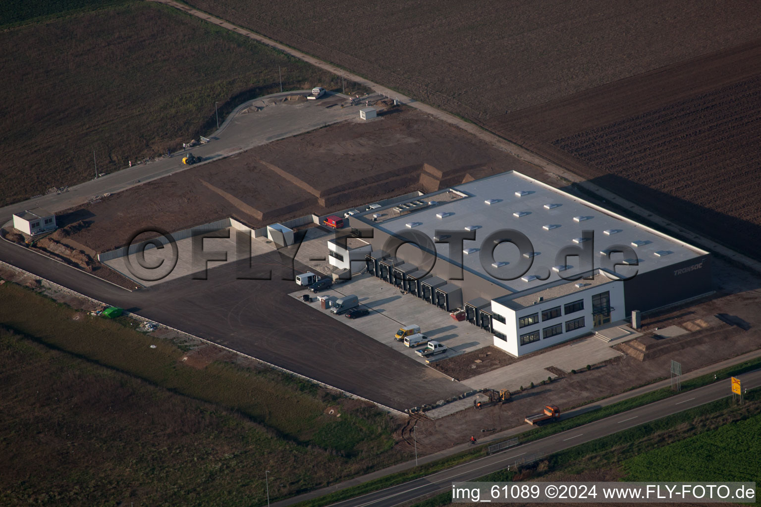 Aerial view of N, industrial area in Rülzheim in the state Rhineland-Palatinate, Germany