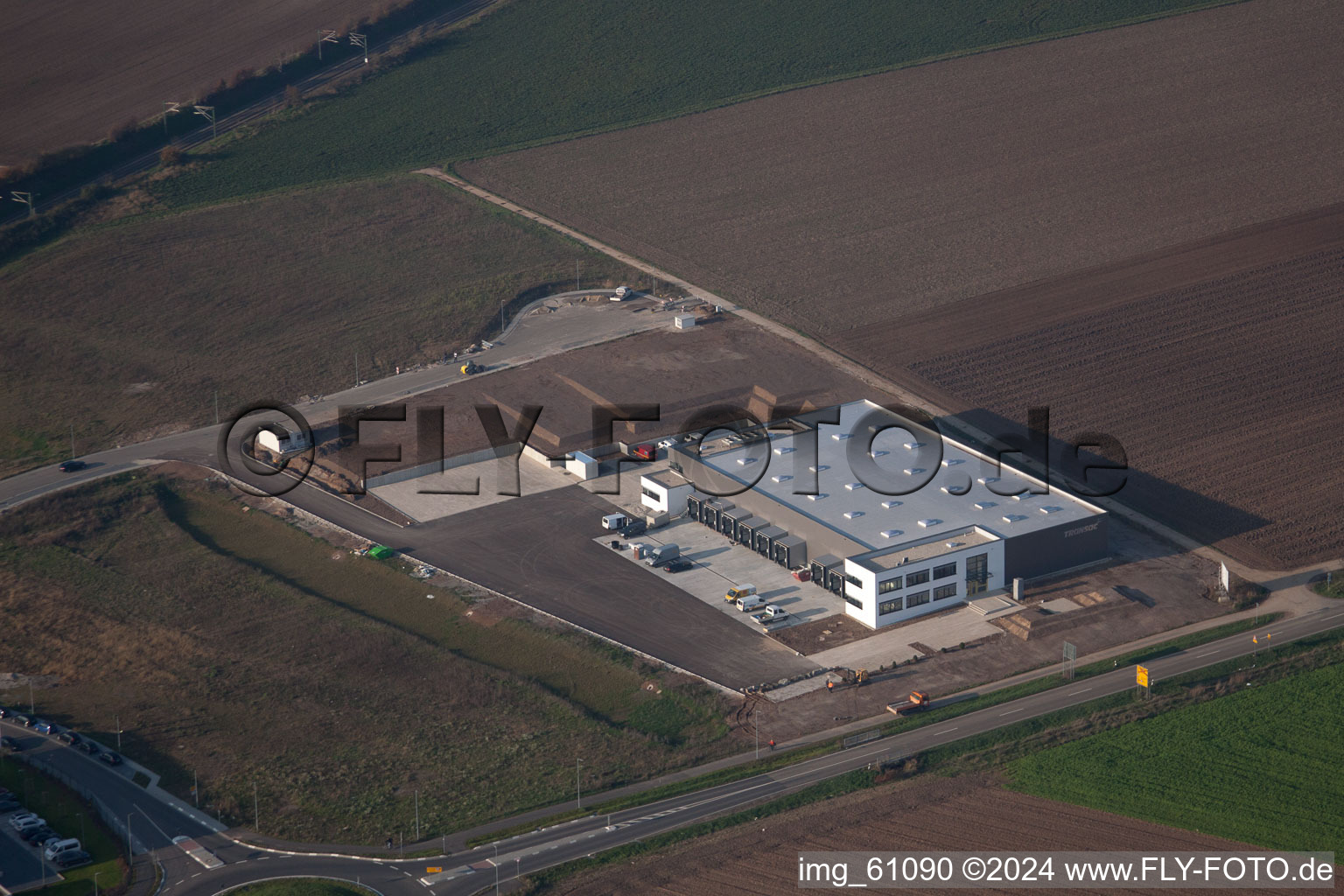 Aerial photograpy of N, industrial area in Rülzheim in the state Rhineland-Palatinate, Germany