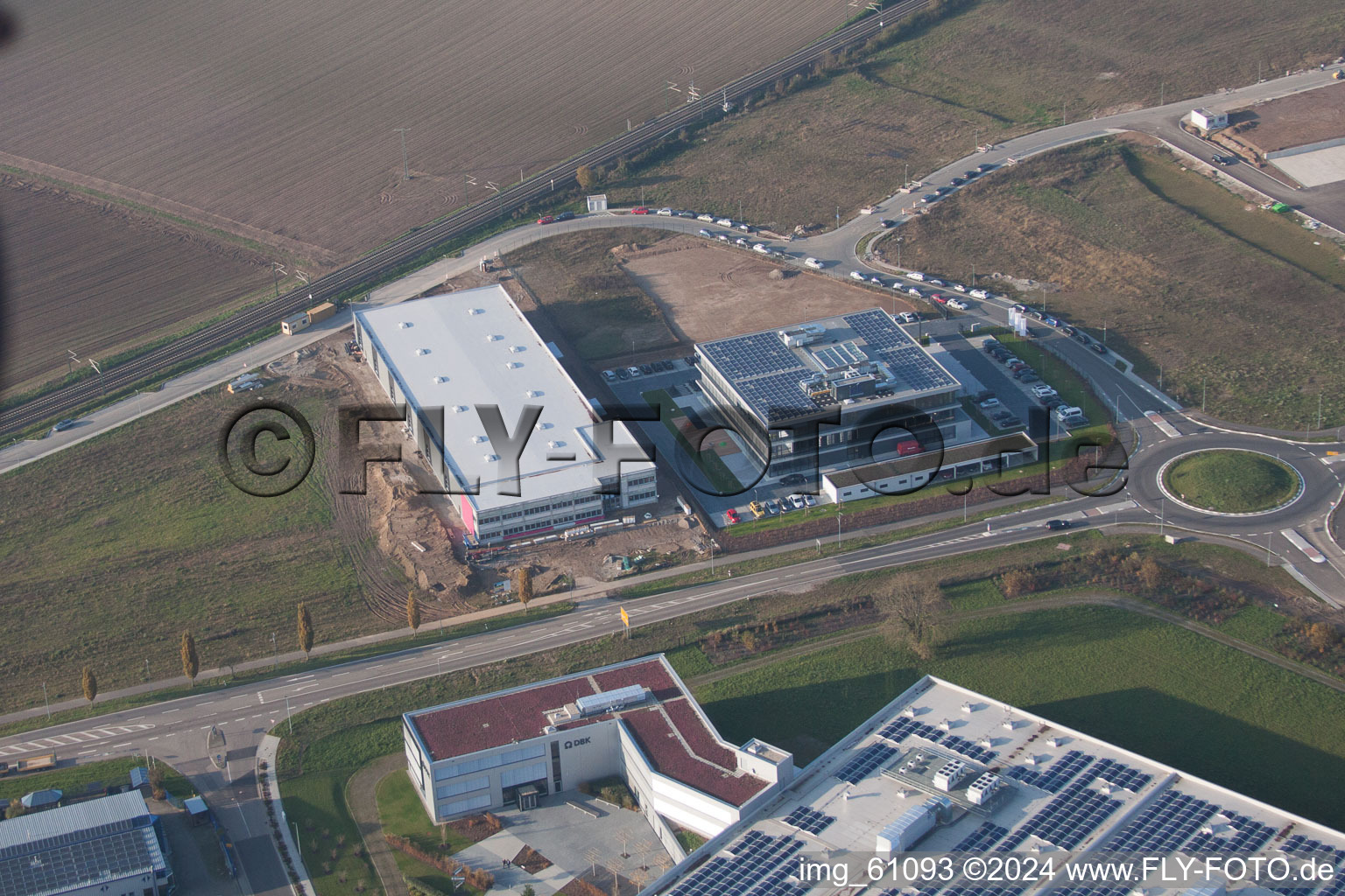 N, industrial area in Rülzheim in the state Rhineland-Palatinate, Germany out of the air