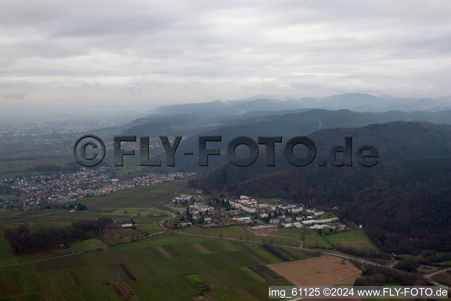 Aerial view of From the north in Klingenmünster in the state Rhineland-Palatinate, Germany