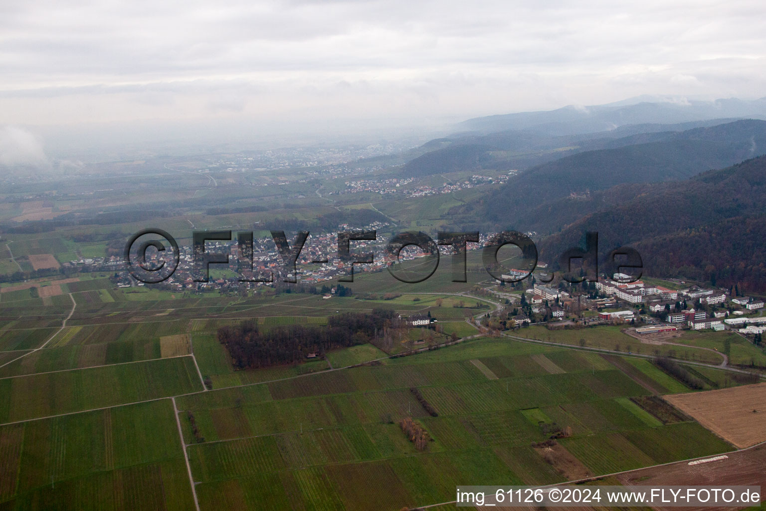 Aerial photograpy of From the north in Klingenmünster in the state Rhineland-Palatinate, Germany