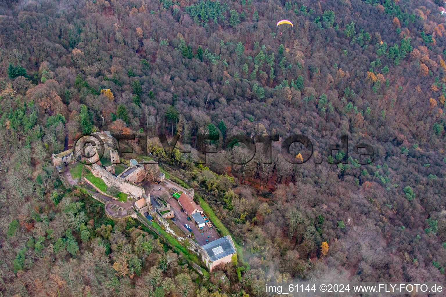 Ruins and vestiges of the former castle and fortress Madenburg in Eschbach in the state Rhineland-Palatinate