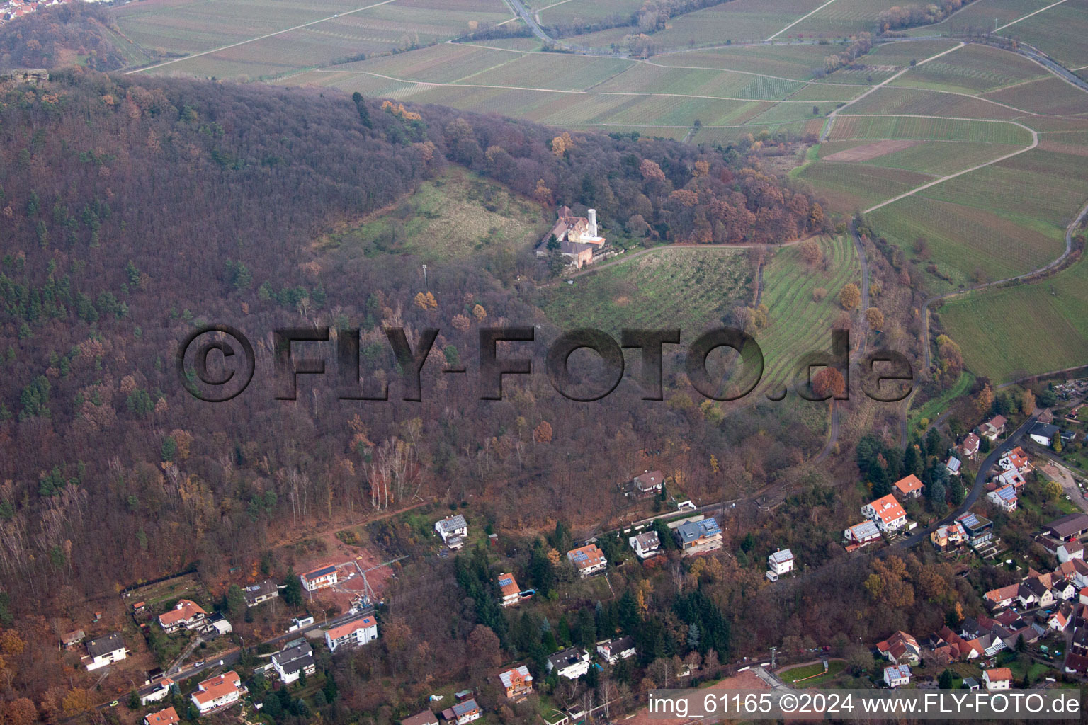 Drone recording of Leinsweiler in the state Rhineland-Palatinate, Germany