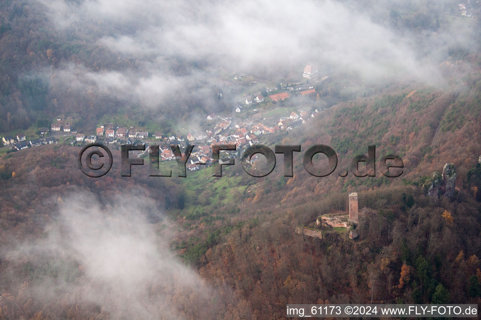 Drone image of Leinsweiler in the state Rhineland-Palatinate, Germany