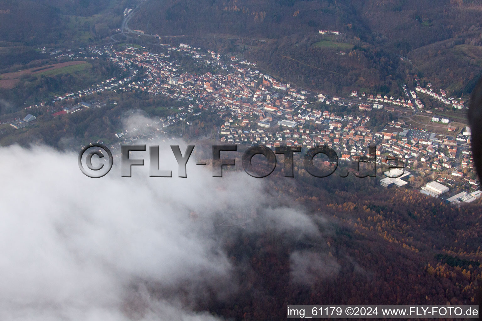 Annweiler am Trifels in the state Rhineland-Palatinate, Germany out of the air