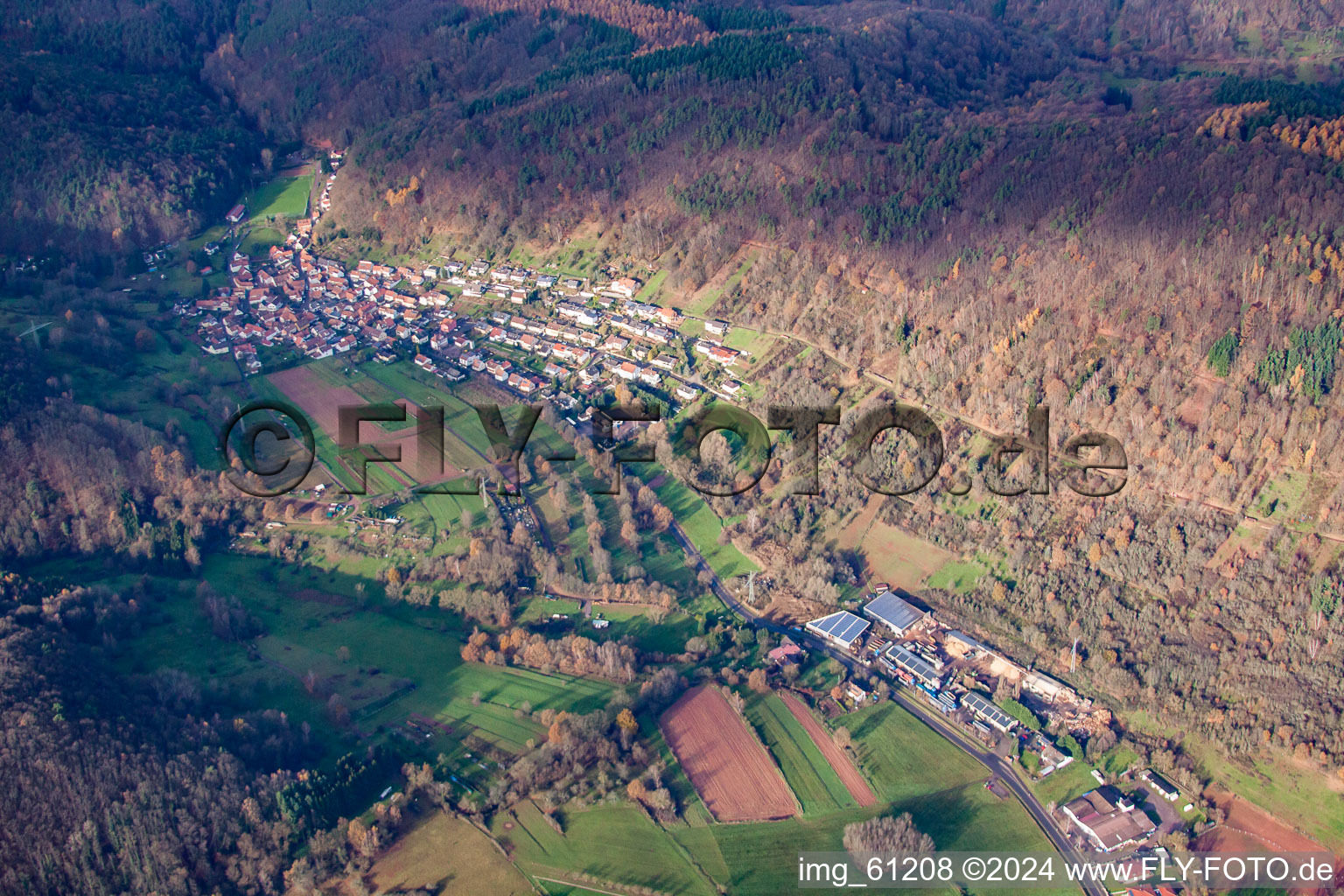 Annweiler am Trifels in the state Rhineland-Palatinate, Germany viewn from the air