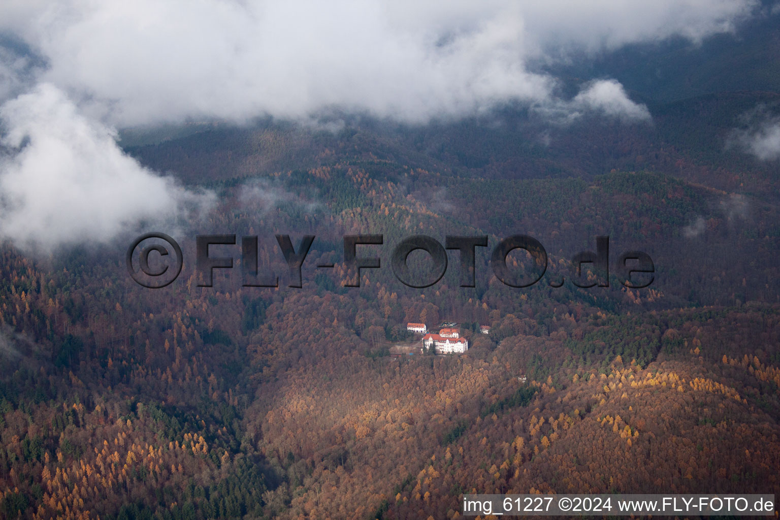 Aerial view of Clinic in Eußerthal in the state Rhineland-Palatinate, Germany