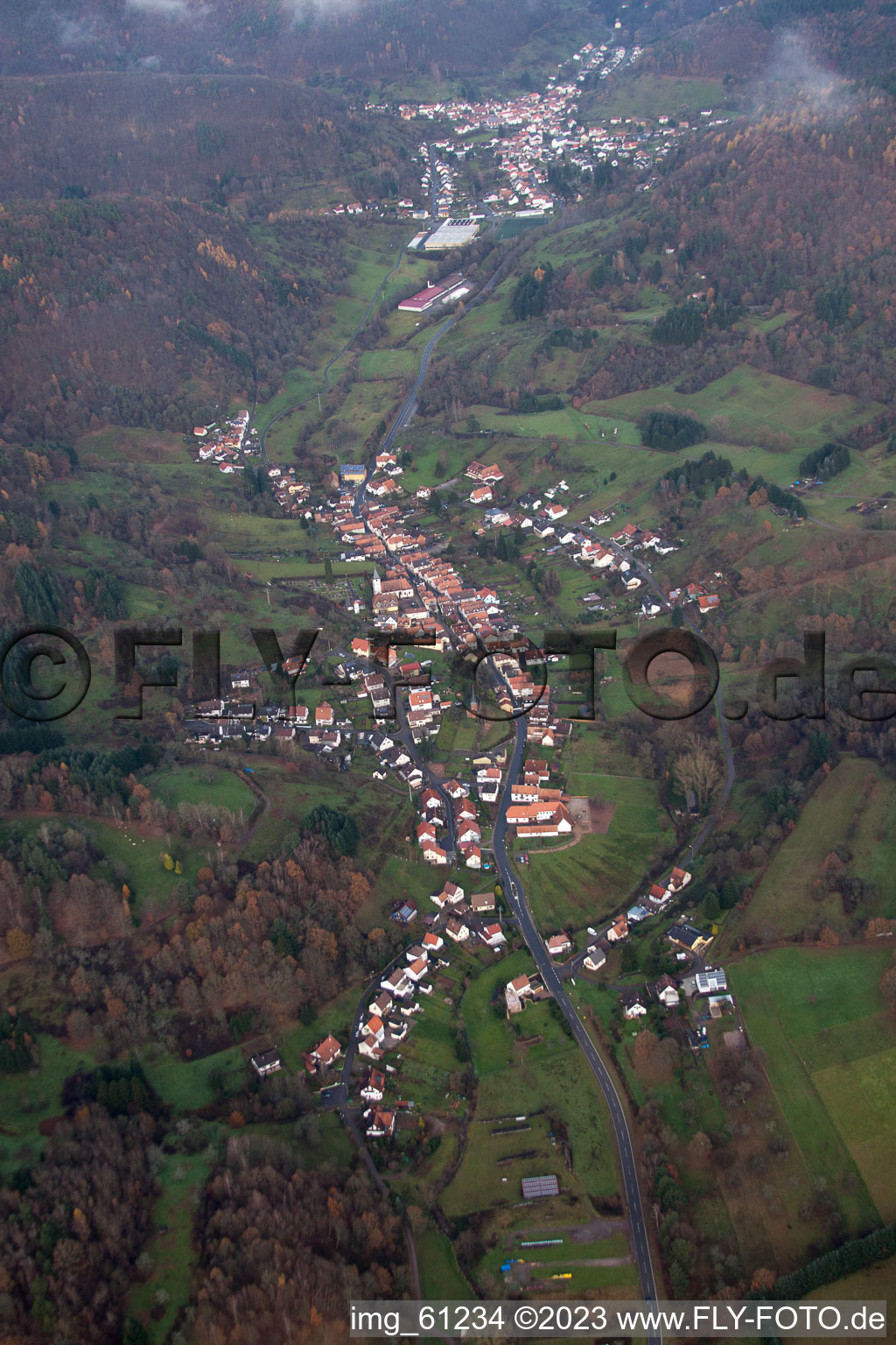 Aerial view of Dernbach in the state Rhineland-Palatinate, Germany
