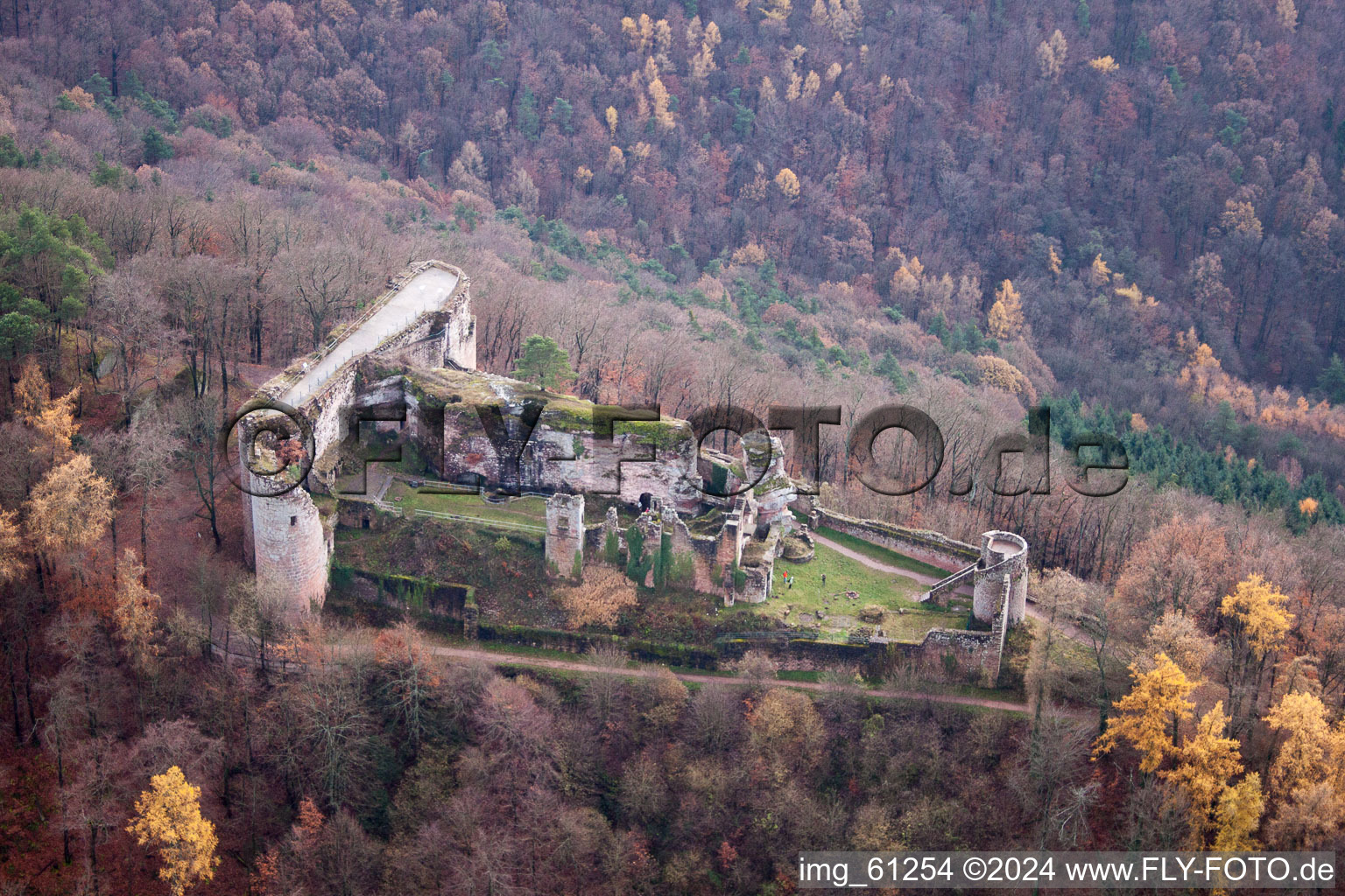 Ruins and vestiges of the former castle in Ramberg in the state Rhineland-Palatinate