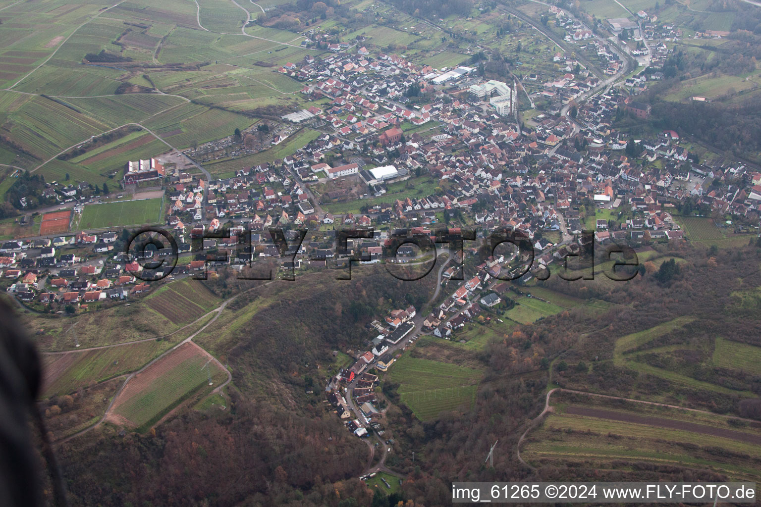 Drone image of Albersweiler in the state Rhineland-Palatinate, Germany