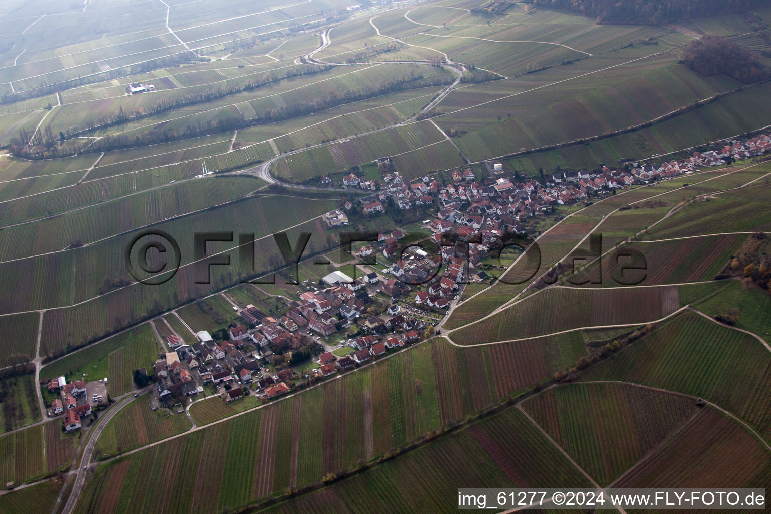 Oblique view of Birkweiler in the state Rhineland-Palatinate, Germany