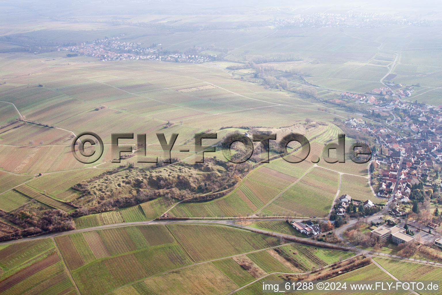 Aerial view of Small Kalmit in Ilbesheim bei Landau in der Pfalz in the state Rhineland-Palatinate, Germany