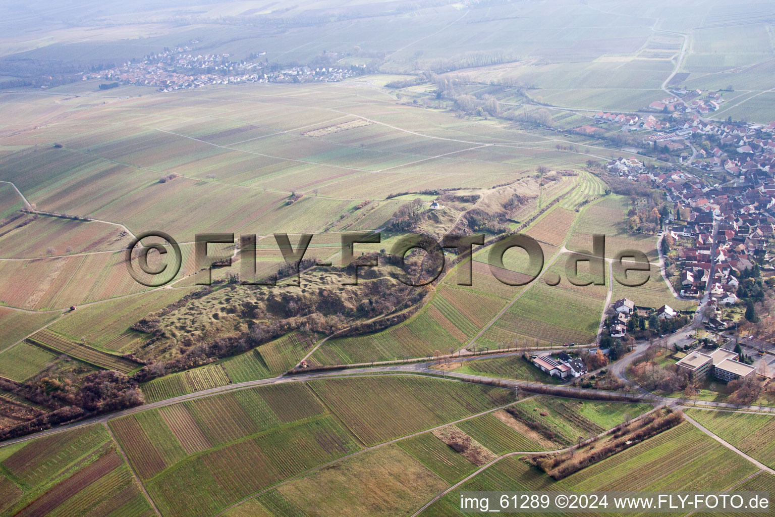 Aerial photograpy of Small Kalmit in Ilbesheim bei Landau in der Pfalz in the state Rhineland-Palatinate, Germany