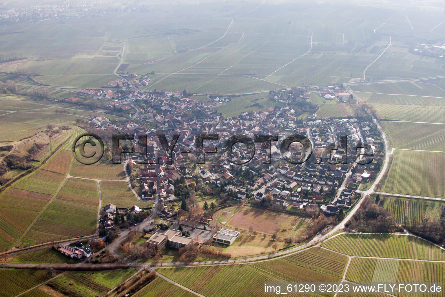 Ilbesheim bei Landau in der Pfalz in the state Rhineland-Palatinate, Germany seen from above