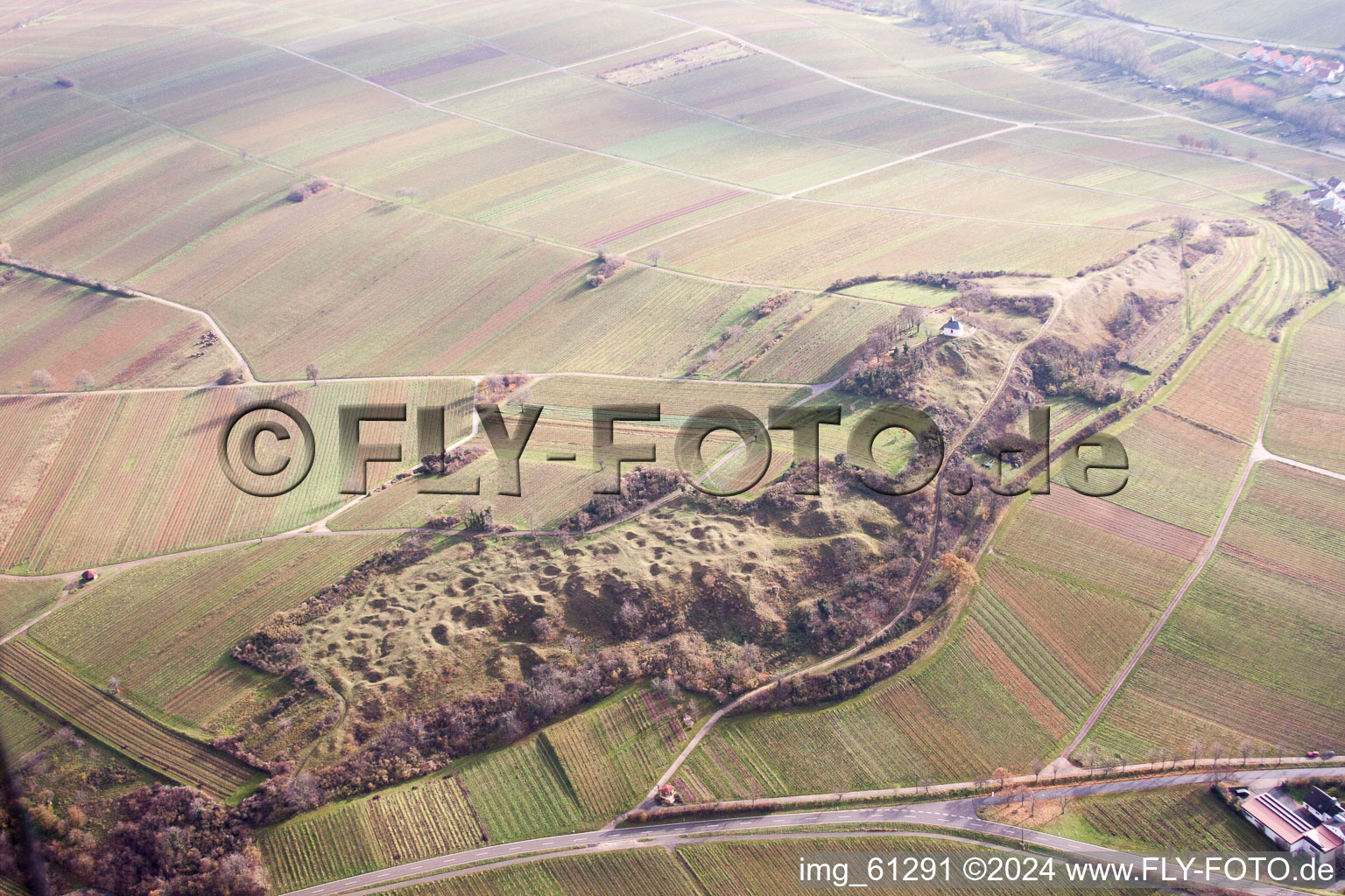 Oblique view of Small Kalmit in Ilbesheim bei Landau in der Pfalz in the state Rhineland-Palatinate, Germany