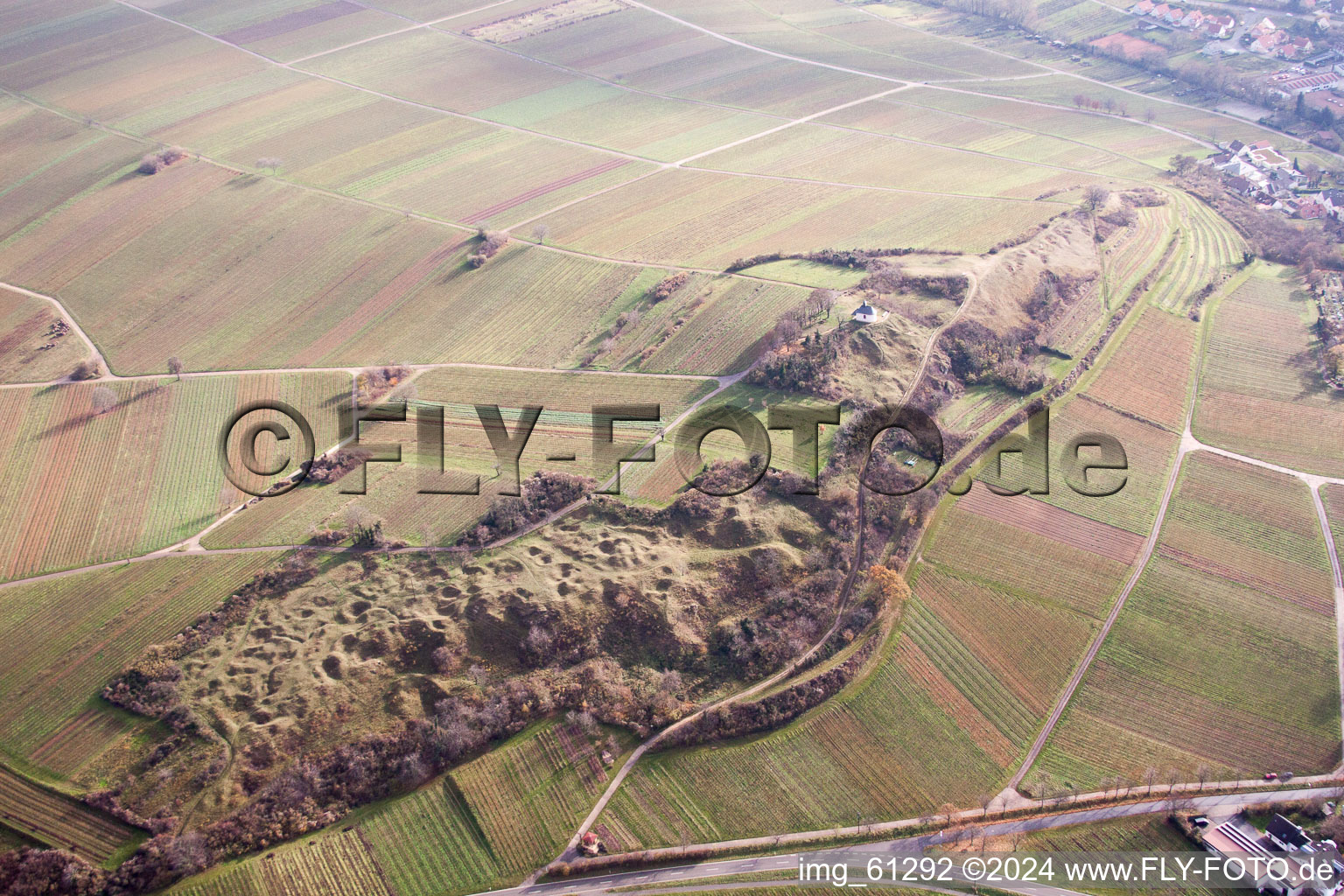 Small Kalmit in Ilbesheim bei Landau in der Pfalz in the state Rhineland-Palatinate, Germany from above