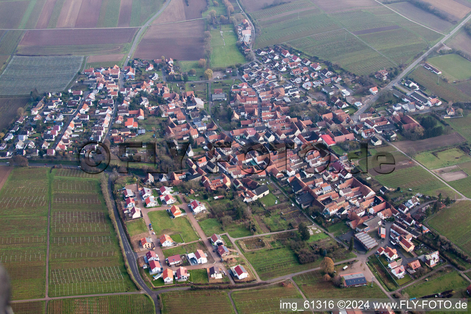 Impflingen in the state Rhineland-Palatinate, Germany from a drone