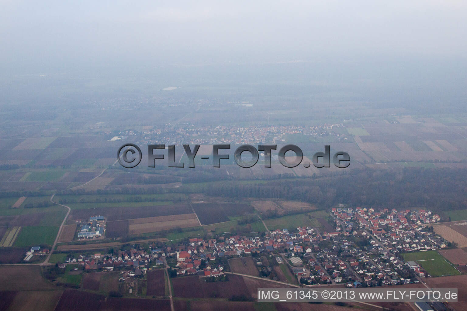 Aerial view of Freisbach in the state Rhineland-Palatinate, Germany