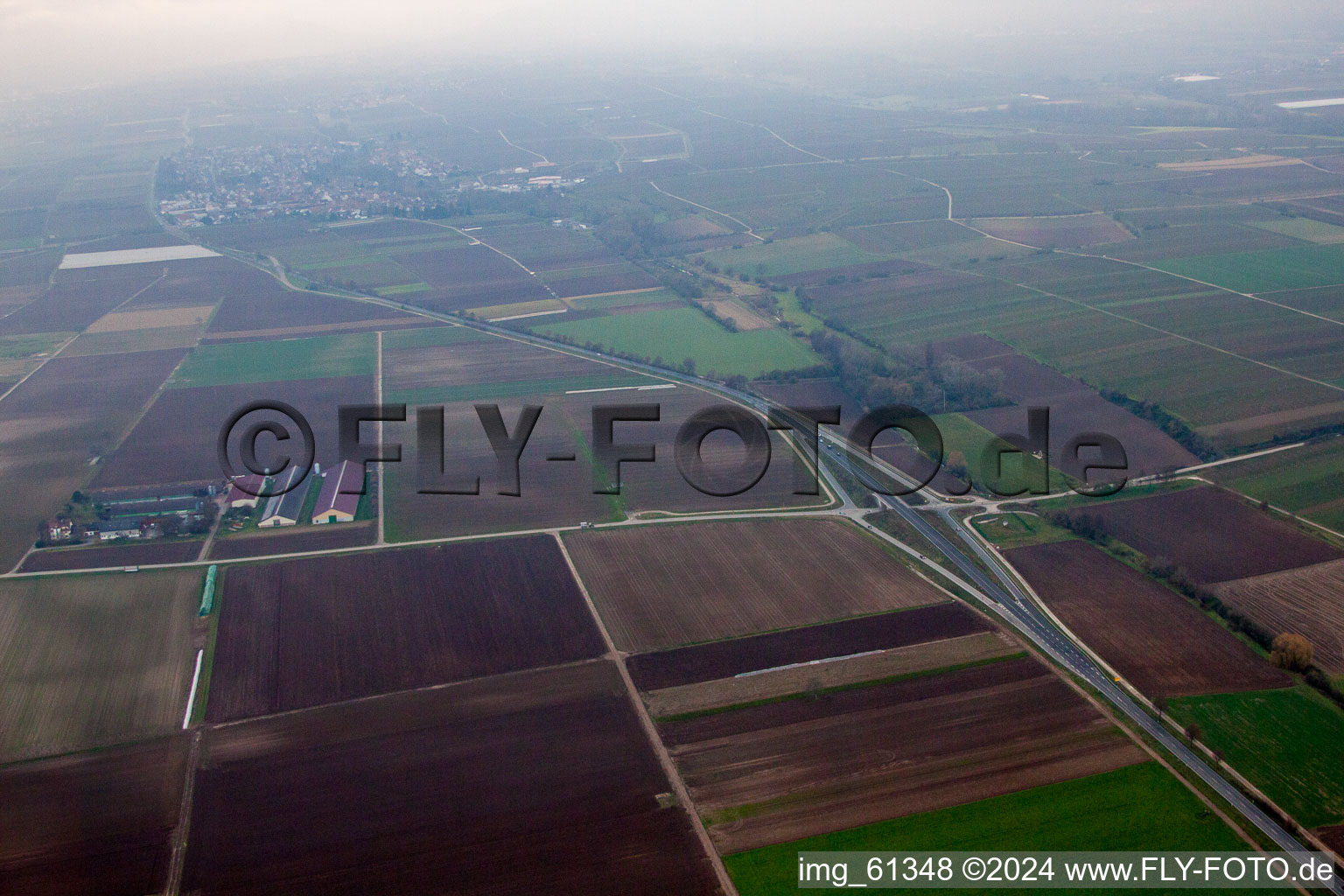 Bird's eye view of Lustadt in the state Rhineland-Palatinate, Germany