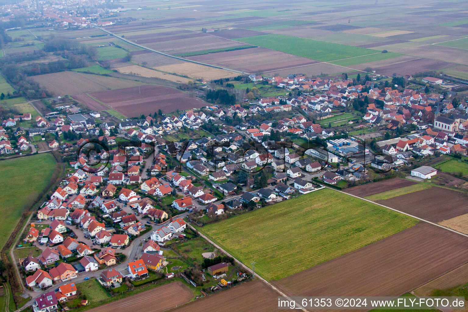 Knittelsheim in the state Rhineland-Palatinate, Germany viewn from the air