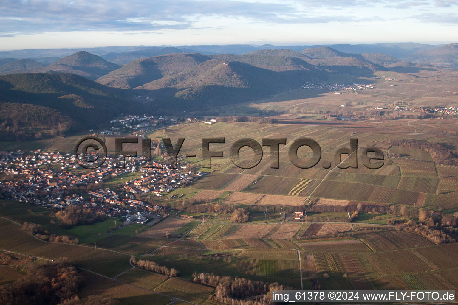 Drone image of Klingenmünster in the state Rhineland-Palatinate, Germany