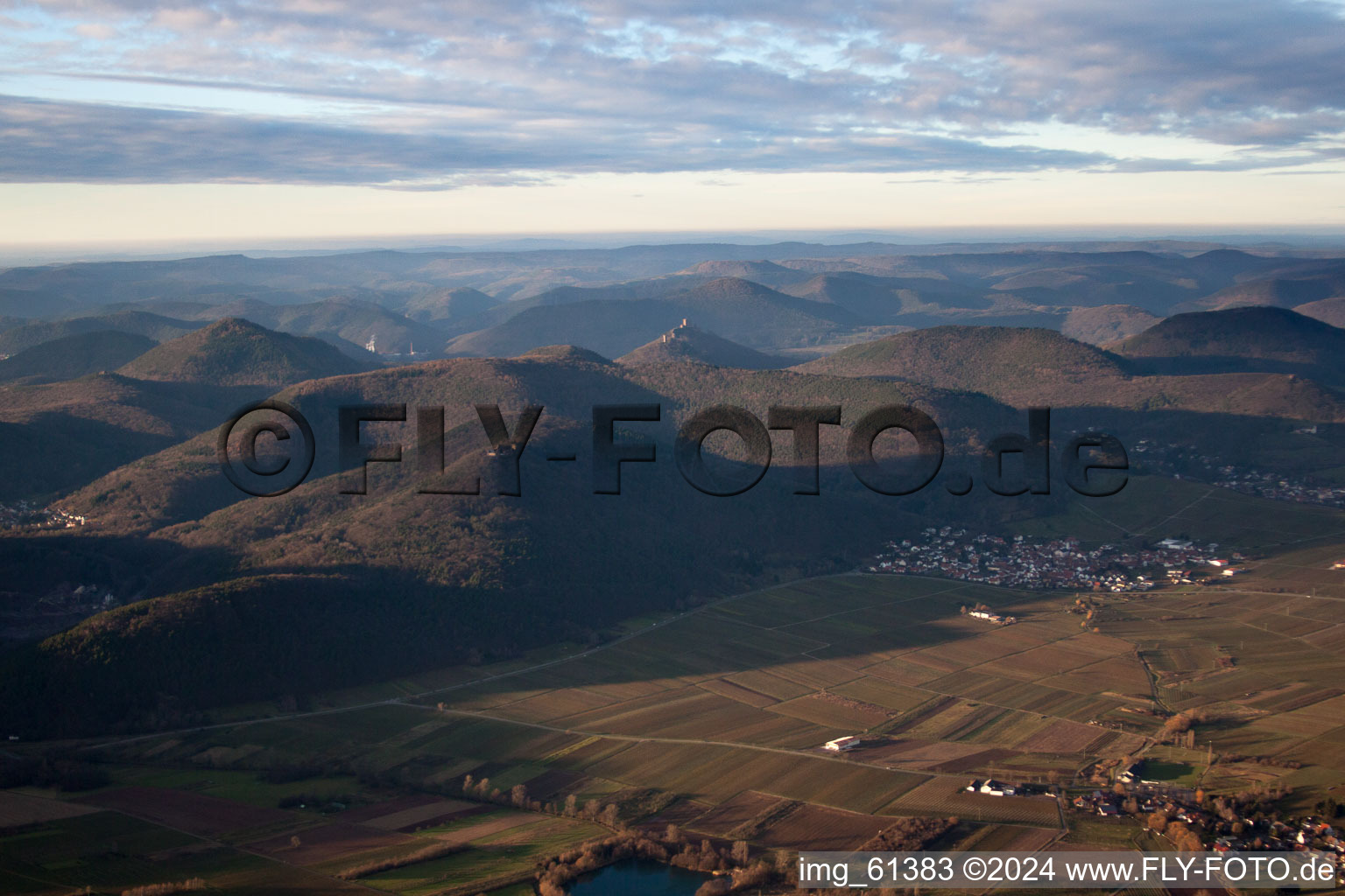 Drone recording of Eschbach in the state Rhineland-Palatinate, Germany