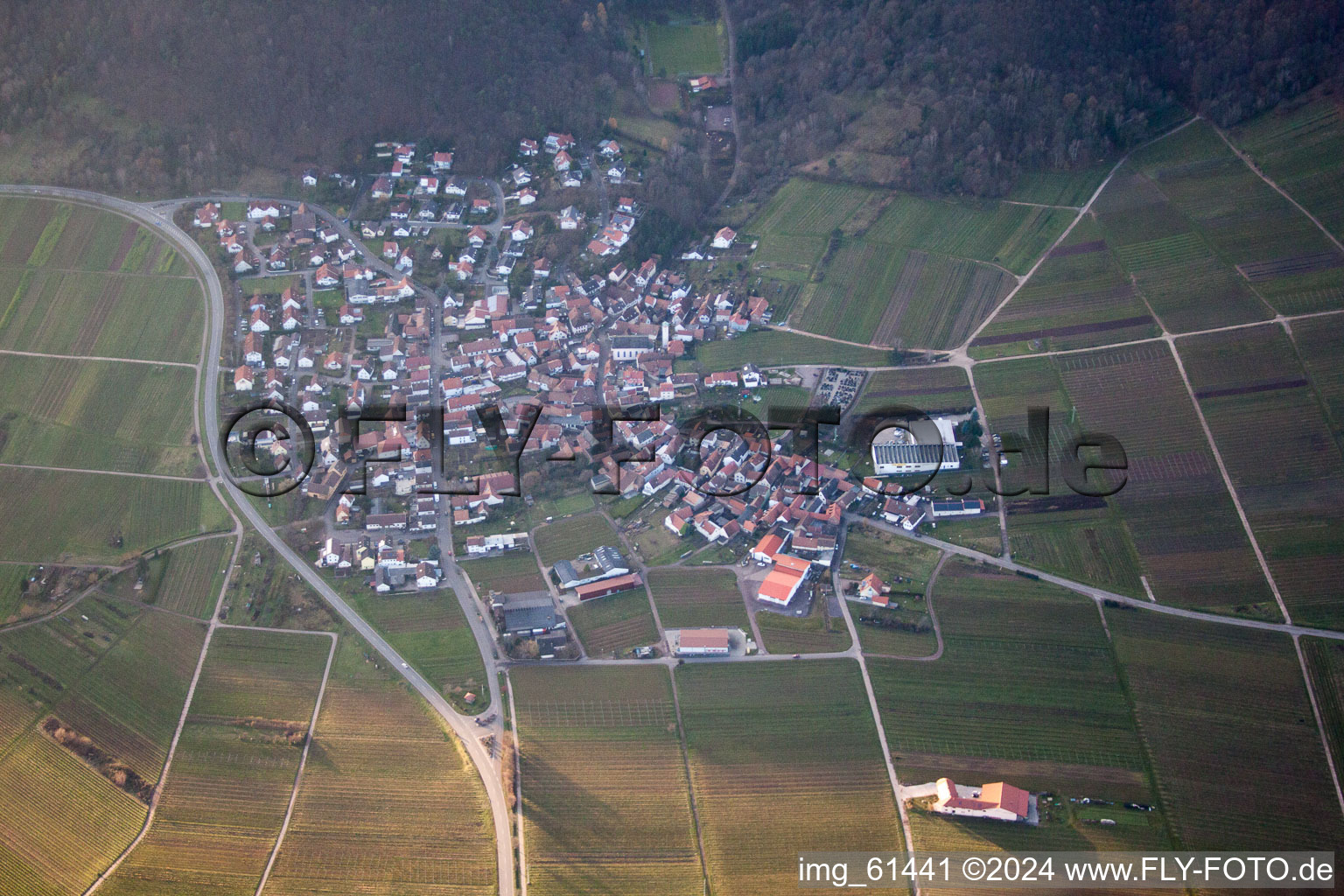 Drone image of Eschbach in the state Rhineland-Palatinate, Germany