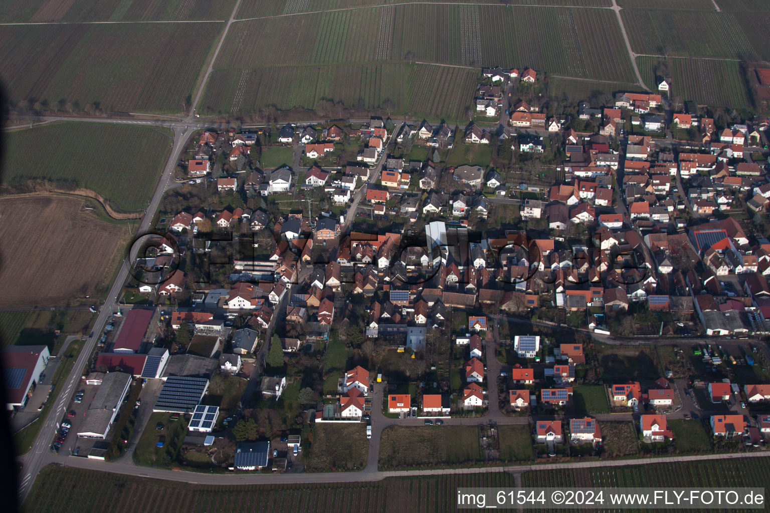 Walsheim in the state Rhineland-Palatinate, Germany from the plane