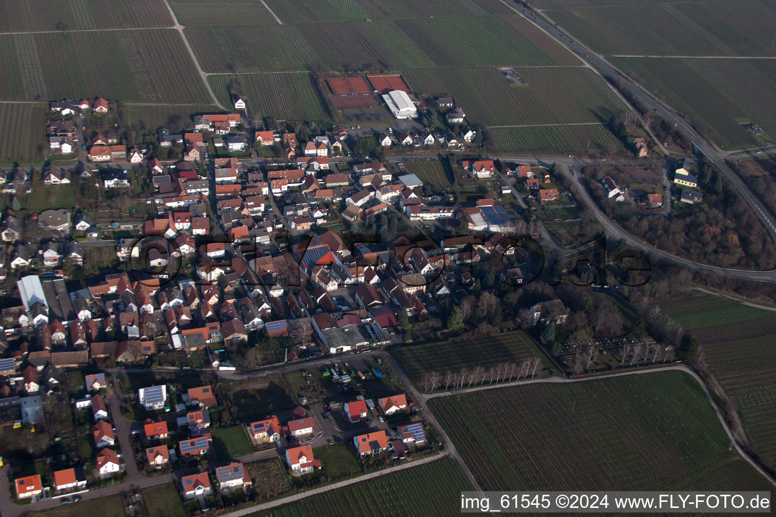 Bird's eye view of Walsheim in the state Rhineland-Palatinate, Germany