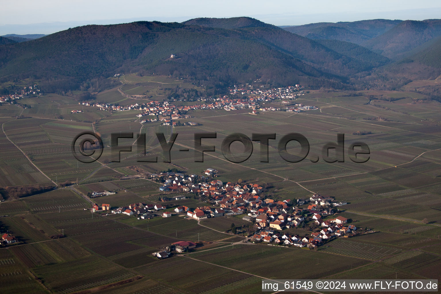 Drone recording of Walsheim in the state Rhineland-Palatinate, Germany