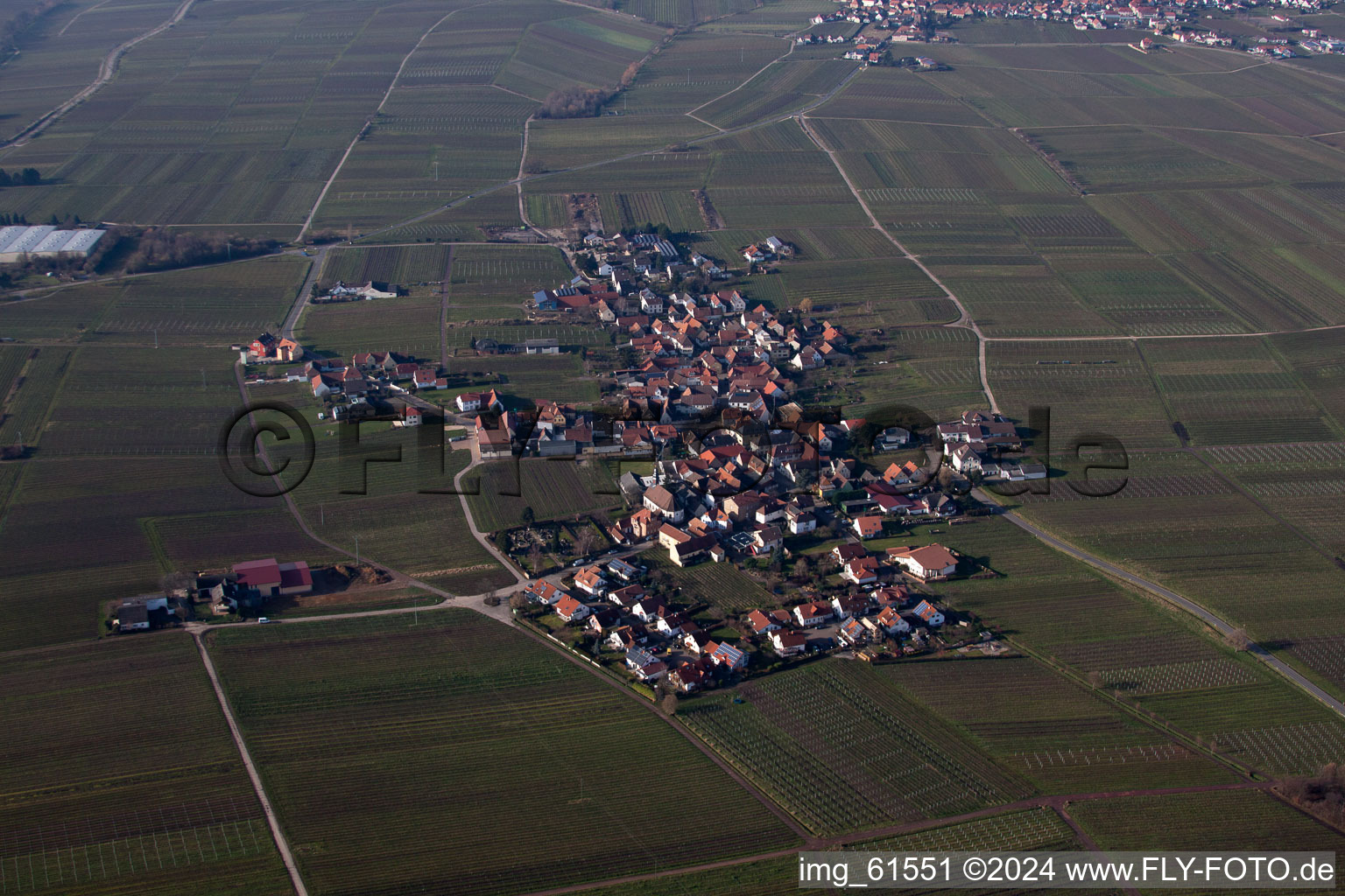 Drone image of Flemlingen in the state Rhineland-Palatinate, Germany