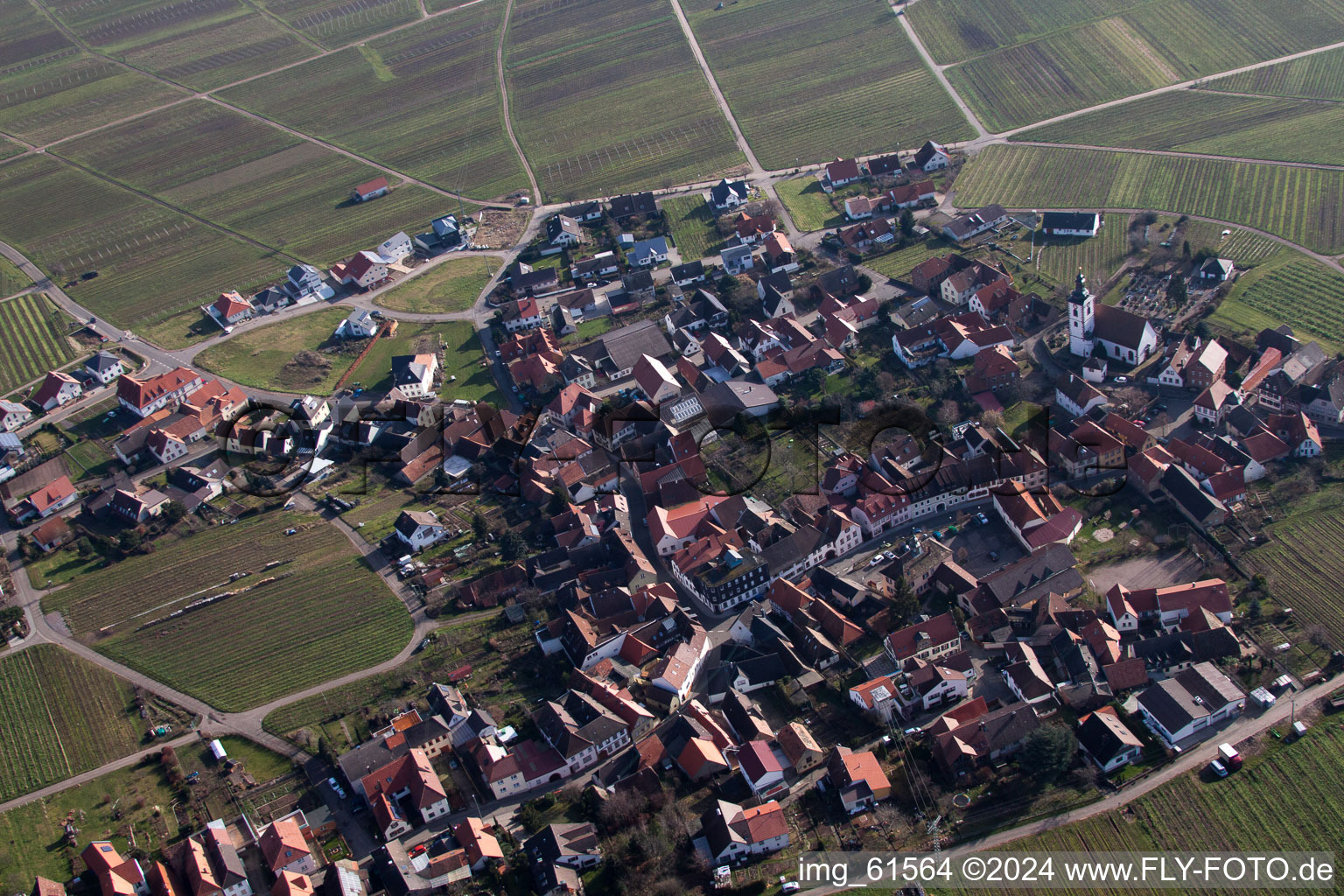 Weyher in der Pfalz in the state Rhineland-Palatinate, Germany from a drone